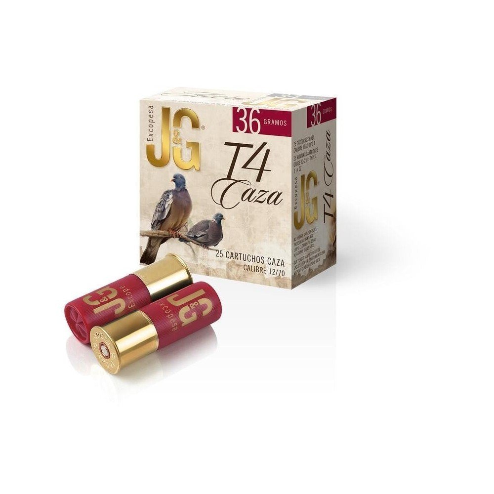 Cartucho J&G T4 CAZA 36 - Cal. 12 - Caja de 25 und.