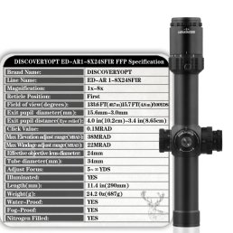 DISCOVERYOPT ED - AR 1-8X24FIR FFP - MRAD