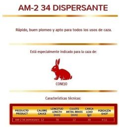 Cartucho ARMUSA AM-2 DISPERSANTE 34 - Cal. 12 - Caja de 25 und.